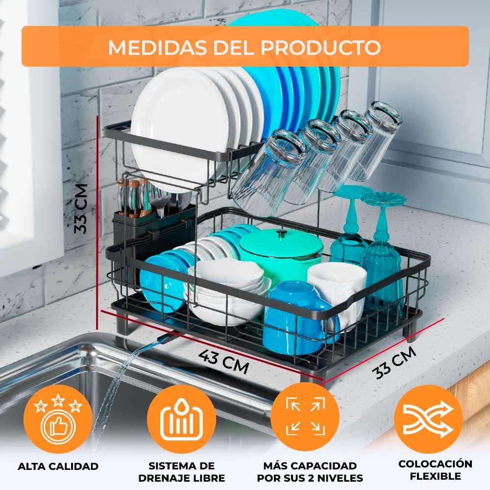 Marctani Escurreplatos de Acero Inoxidable-