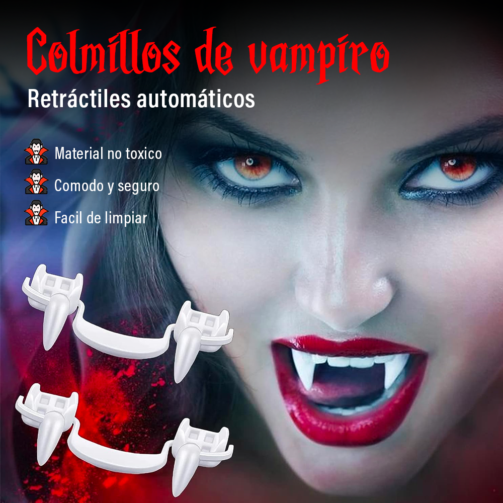 Colmillos de vampiro retráctiles automáticos