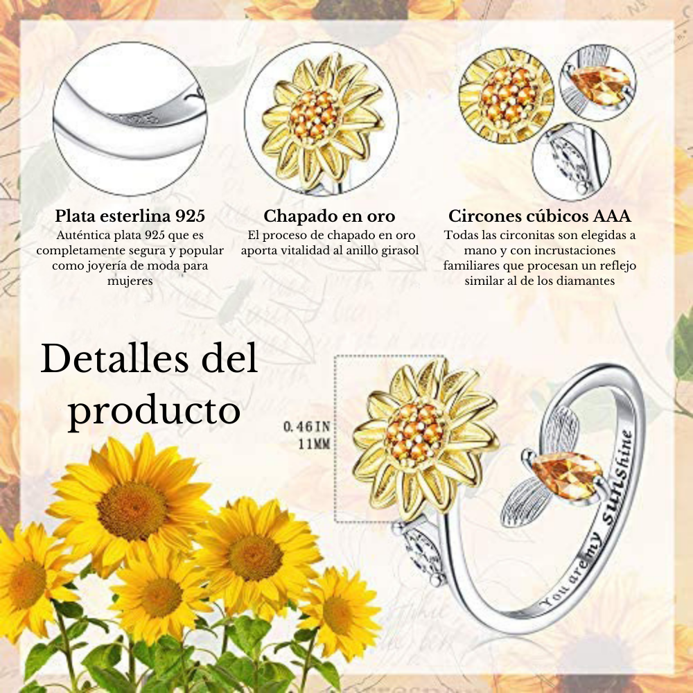 Anillo de Girasol Giratorio